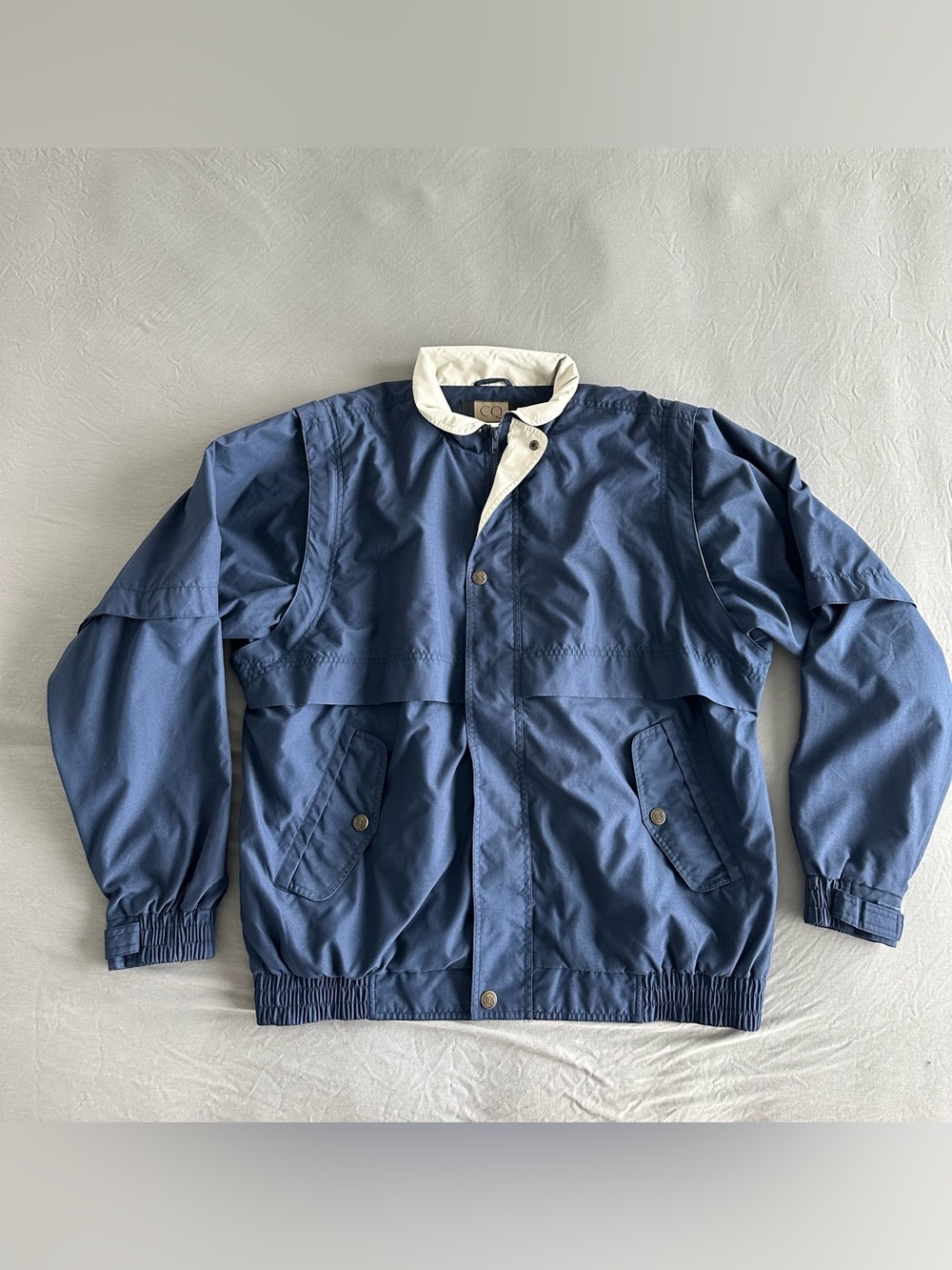 Vintage CQ Navy Blue Convertible Windbreaker Jacket